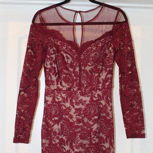 Soiéblu Maroon Lace Long-sleeve Dress
